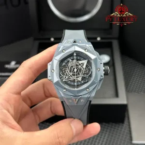 Hublot Big Bang Sang Bleu II Grey Ceramic Rubber Strap Best Replica BBF 45mm