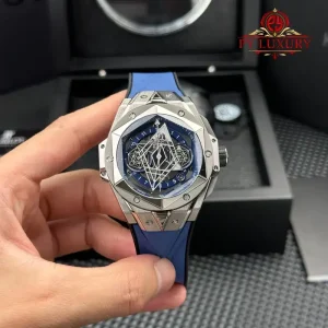 Hublot Big Bang Sang Bleu II Titanium Blue Rubber Strap Best Replica BBF 45mm