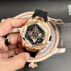 Hublot Big Bang Sang Bleu II King Gold Black Dial Best Replica BBF 45mm