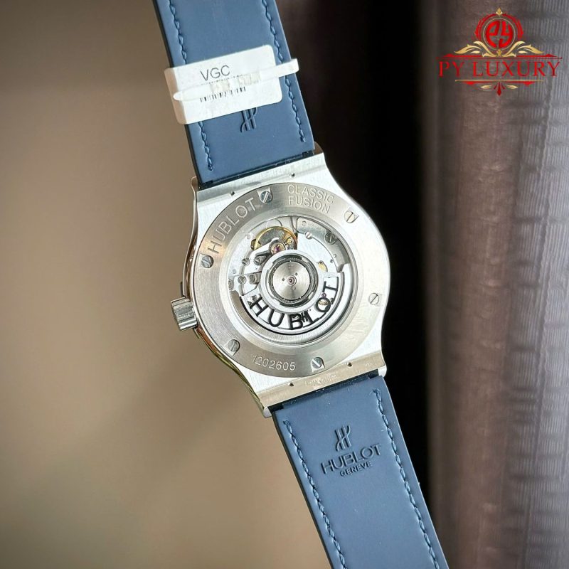 Hublot-Classic-Fusion-Blue-Dial-Custom-Ruby-Sapphire-Bezel-6-800x800 Hublot Classic Fusion Titanium Blue Custom Ruby & Sapphire Bezel Leather Strap Best Replica 42mm - Image 7