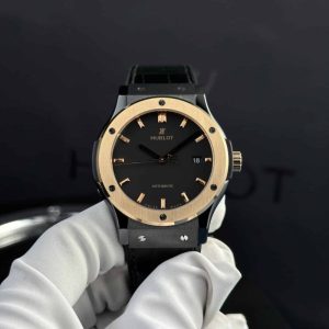Hublot Classic Fusion Ceramic King Gold Black Dial Leather Super Clone 42mm