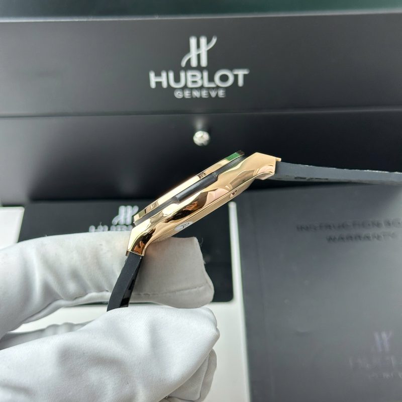 Hublot-Classic-Fusion-King-Gold-White-Dial-Leather-6-1-800x800 Hublot Classic Fusion King Gold White Dial Black Leather Strap Replica 38mm - Image 6