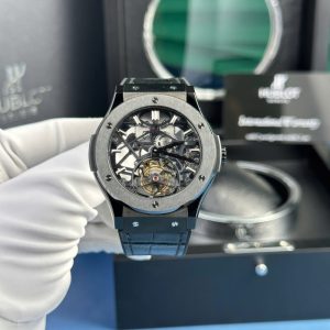Hublot Big Bang Skeleton Tourbillon Black Ceramic Leather Replica 45mm