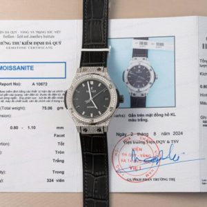Hublot Classic Fusion Titanium Diamond Pav¨¦ Black Dial Custom Moissanite Super Clone JJF 38mm