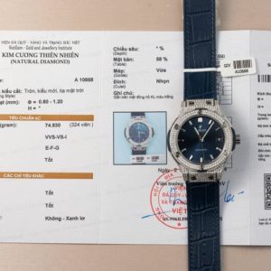 Hublot Classic Fusion Titanium Blue Dial Custom Natural Diamonds Super Clone JJF 38mm