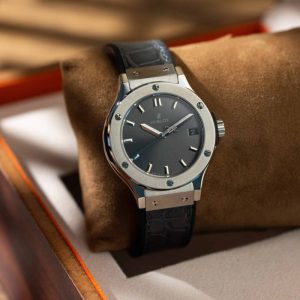 Hublot Classic Fusion Titanium Grey Dial Leather Strap Lady Watch Replica 33mm