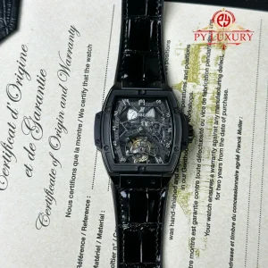 Hublot Spirit of Big Bang Tourbillon Skeleton Dial Black Ceramic Best Replica 45mm