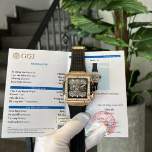 Hublot Square Bang King Gold Custom Moissanite Bezel Top Quality Replica 42mm