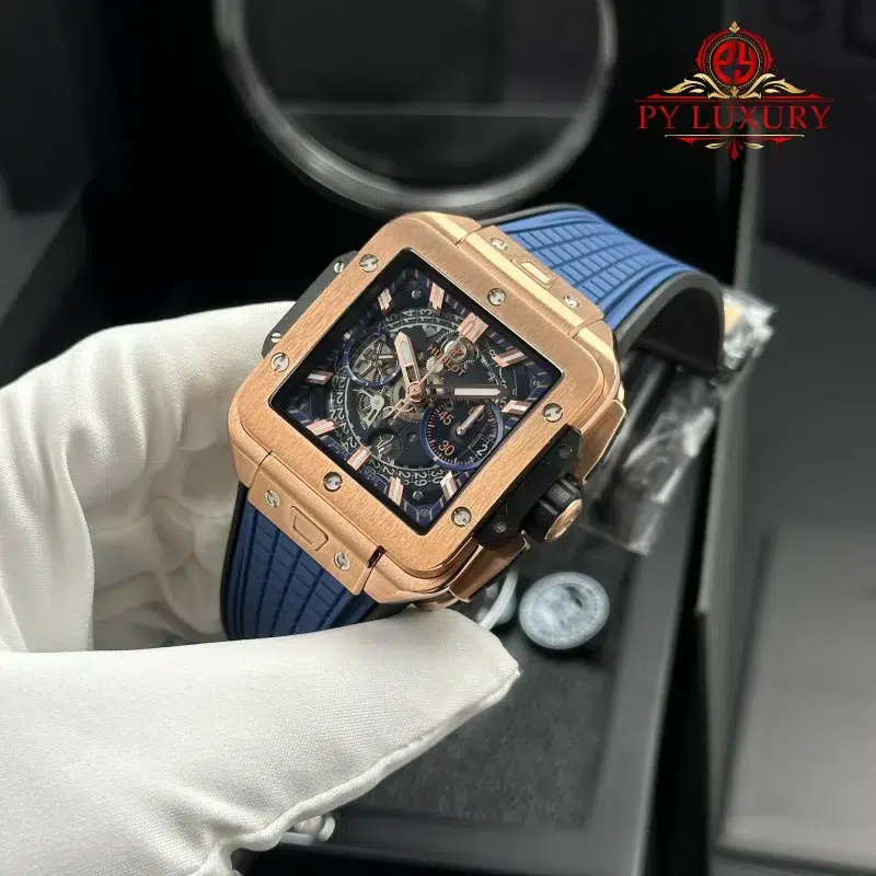 Hublot-Square-Bang-Unico-King-Gold-Blue-Rubber-Strap-Best-Replica-3-800x800 Hublot Square Bang Unico King Gold Blue Rubber Strap Best Replica BBF 42mm - Image 3