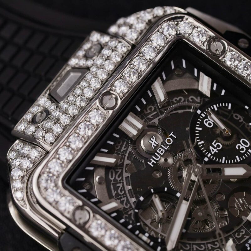Hublot-Square-Bang-Unico-Titanium-Iced-Out-Moissanite-5-800x800 Hublot Square Bang Titanium Iced Out Moissanite Top Quality Replica 42mm - Image 5