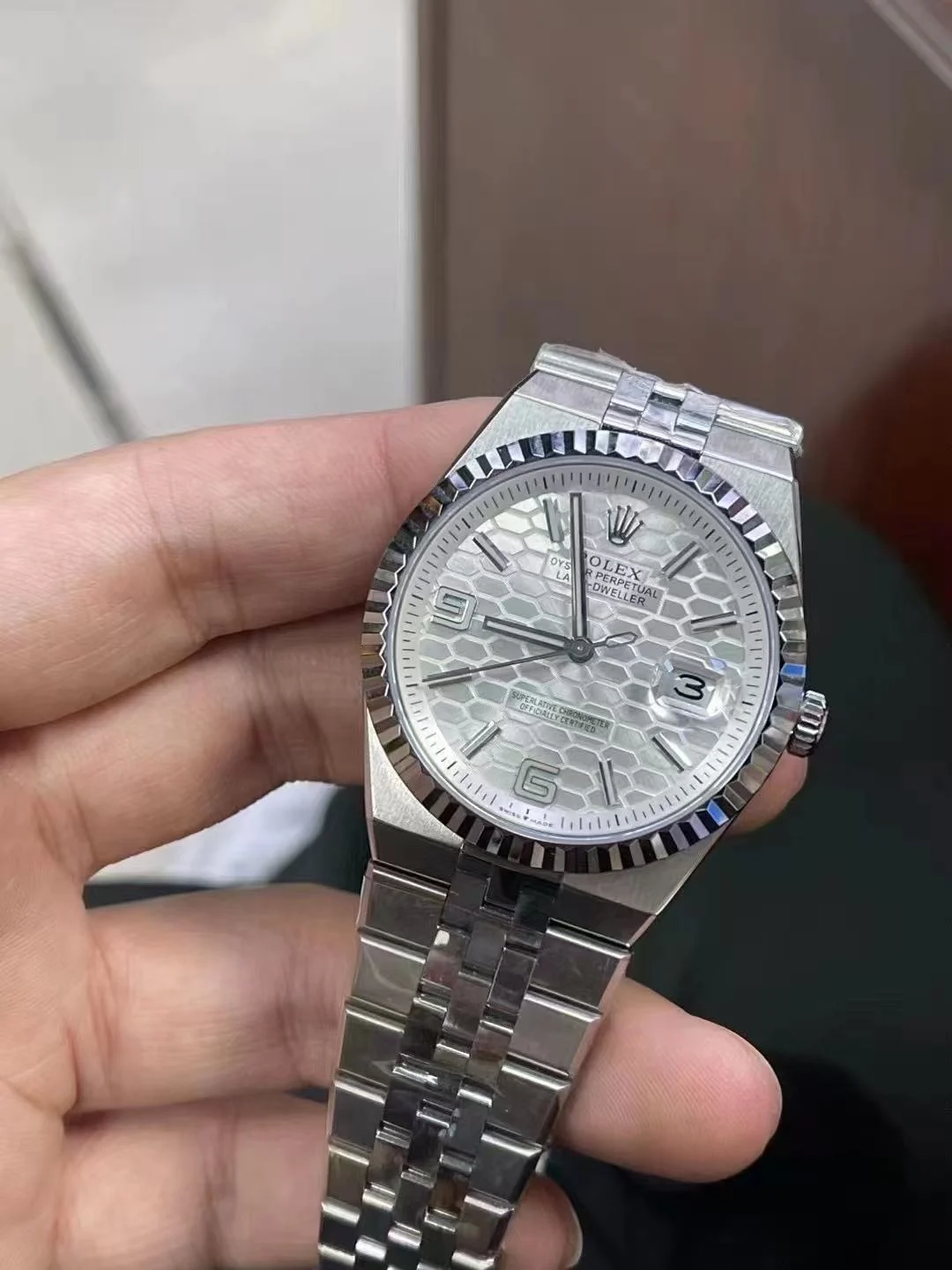 IMG-20250603-WA0123 Rolex Land-Dweller 127334 White Honeycomb Super Clone - Image 7