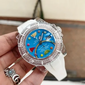 Rolex Submariner Phantomlab Transparent 5GF Best Edition Blue Fruit Dial on White Rubber Strap VR3135