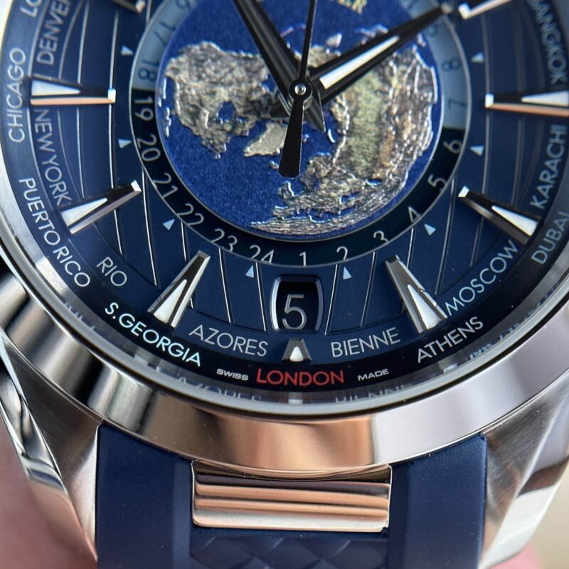 Omega-Aqua-Terra-Worldtimer-GMT-Blue-Dial-Rubber-Strap-5-800x800 Omega Aqua Terra Worldtimer GMT Blue Dial Rubber Strap Best Replica 43mm - Image 5