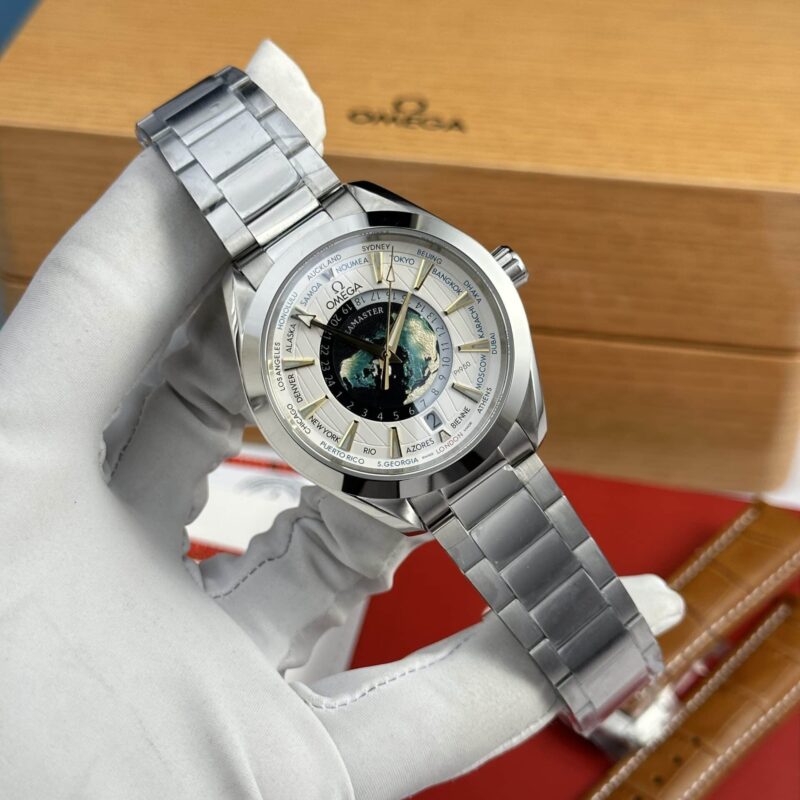 Omega-Aqua-Terra-Worldtimer-GMT-White-Dial-2-800x800 Omega Aqua Terra Worldtimer GMT White Dial Best Replica VSF 43mm - Image 2