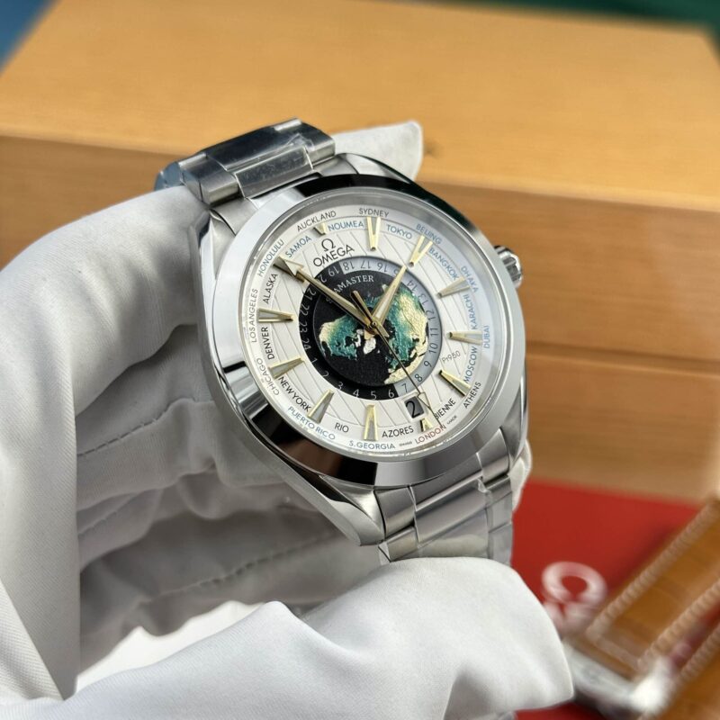 Omega-Aqua-Terra-Worldtimer-GMT-White-Dial-3-800x800 Omega Aqua Terra Worldtimer GMT White Dial Best Replica VSF 43mm - Image 3