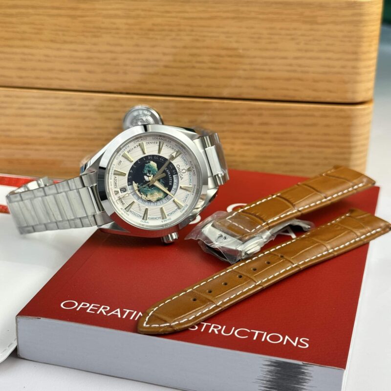 Omega-Aqua-Terra-Worldtimer-GMT-White-Dial-4-800x800 Omega Aqua Terra Worldtimer GMT White Dial Best Replica VSF 43mm - Image 4