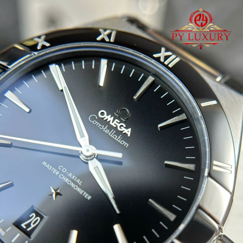 Omega-Constellation-Black-Dial-Black-Ceramic-Bezel-5-800x800 Omega Constellation Black Dial Black Ceramic Bezel Leather Strap Best Replica VSF 41mm - Image 5