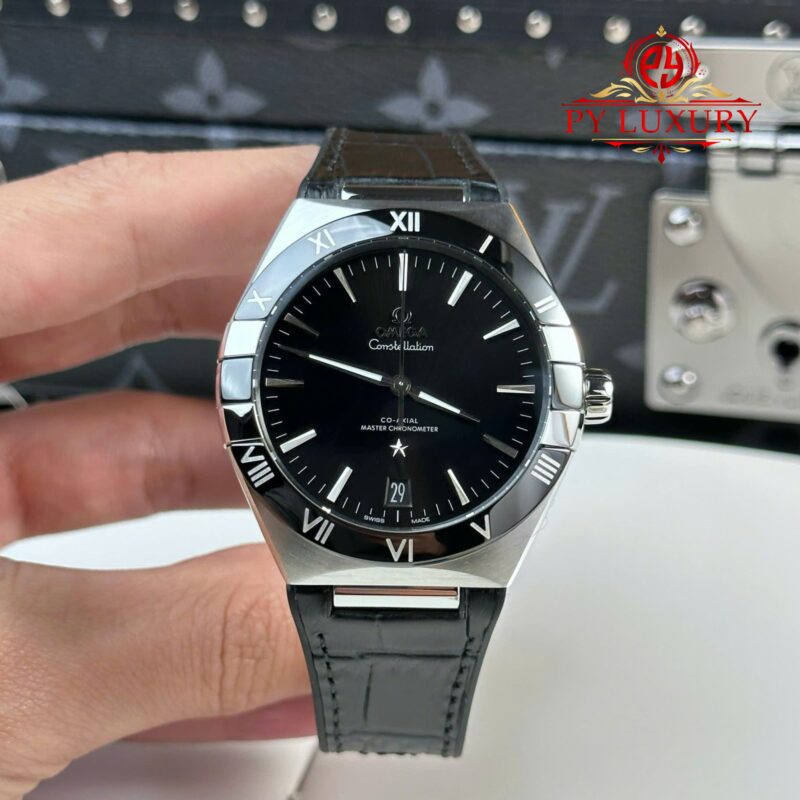 Omega-Constellation-Black-Dial-Black-Ceramic-Bezel-800x800 Omega Constellation Black Dial Black Ceramic Bezel Leather Strap Best Replica VSF 41mm