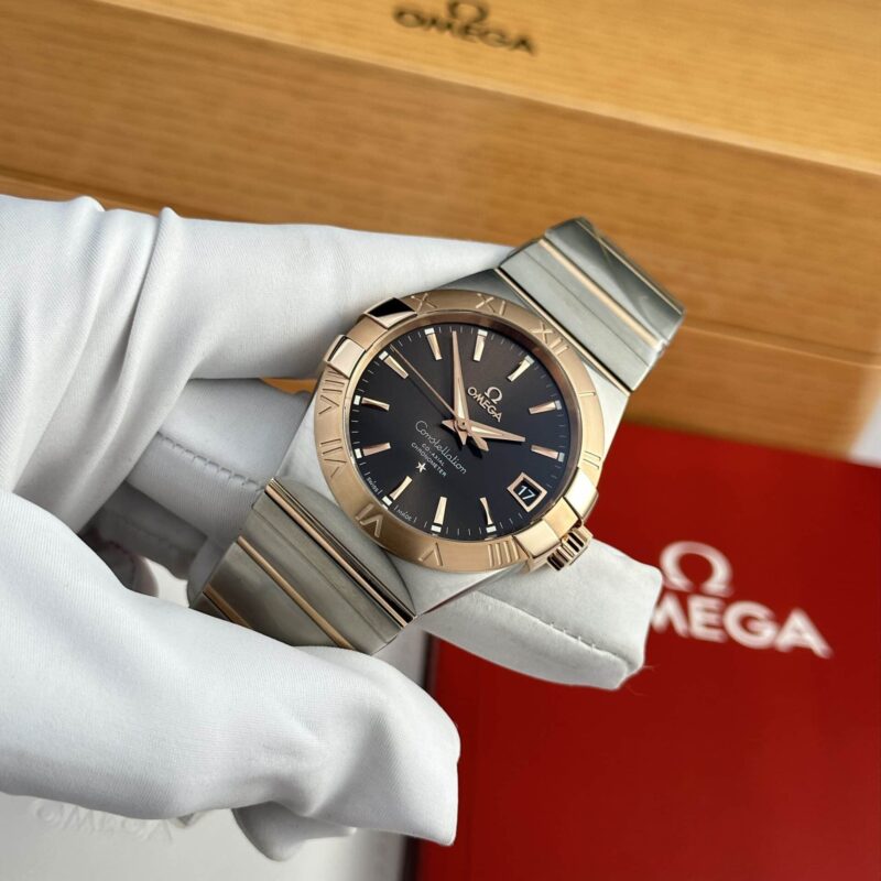 Omega-Constellation-Co-Axial-Brown-Dial-2-800x800 Omega Constellation Co-Axial Two Tone Rose Gold Brown Dial Best Replica 38mm - Image 2