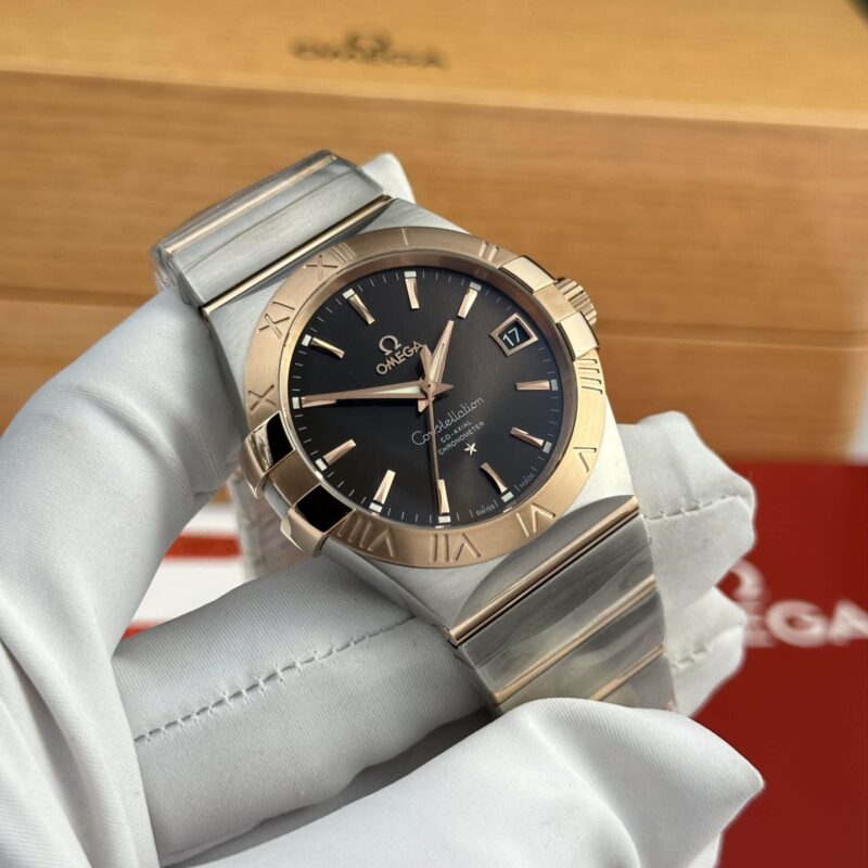 Omega-Constellation-Co-Axial-Brown-Dial-3-800x800 Omega Constellation Co-Axial Two Tone Rose Gold Brown Dial Best Replica 38mm - Image 3