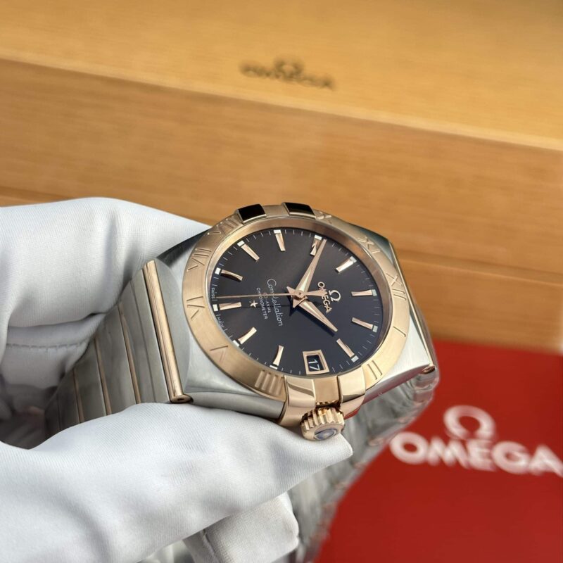 Omega-Constellation-Co-Axial-Brown-Dial-4-800x800 Omega Constellation Co-Axial Two Tone Rose Gold Brown Dial Best Replica 38mm - Image 4