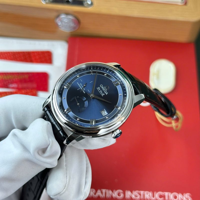 Omega-De-Ville-Prestige-Power-Reserve-Blue-Dial-Leather-3-800x800 Omega De Ville Prestige Power Reserve Blue Dial Black Leather Strap Best Replica 39.5mm - Image 3
