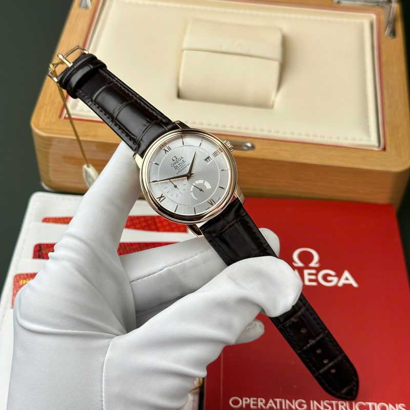 Omega-De-Ville-Prestige-Power-Reserve-Rose-Gold-Silver-Dial-Leather-2-800x800 Omega De Ville Prestige Power Reserve Rose Gold Silver Dial Leather Strap Best Replica 39.5mm - Image 2