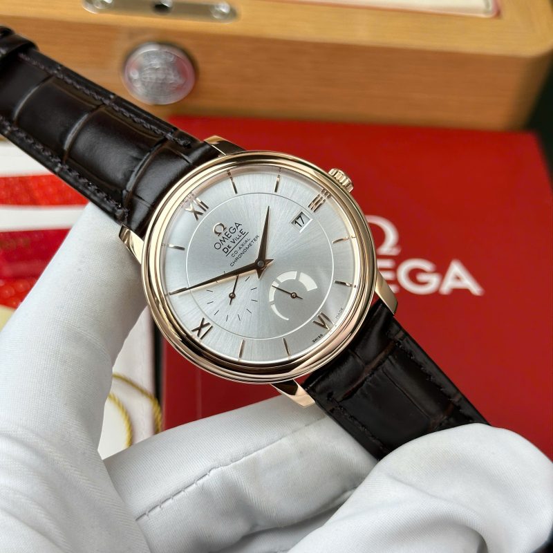Omega-De-Ville-Prestige-Power-Reserve-Rose-Gold-Silver-Dial-Leather-3-800x800 Omega De Ville Prestige Power Reserve Rose Gold Silver Dial Leather Strap Best Replica 39.5mm - Image 3