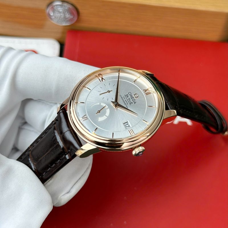 Omega-De-Ville-Prestige-Power-Reserve-Rose-Gold-Silver-Dial-Leather-4-800x800 Omega De Ville Prestige Power Reserve Rose Gold Silver Dial Leather Strap Best Replica 39.5mm - Image 4