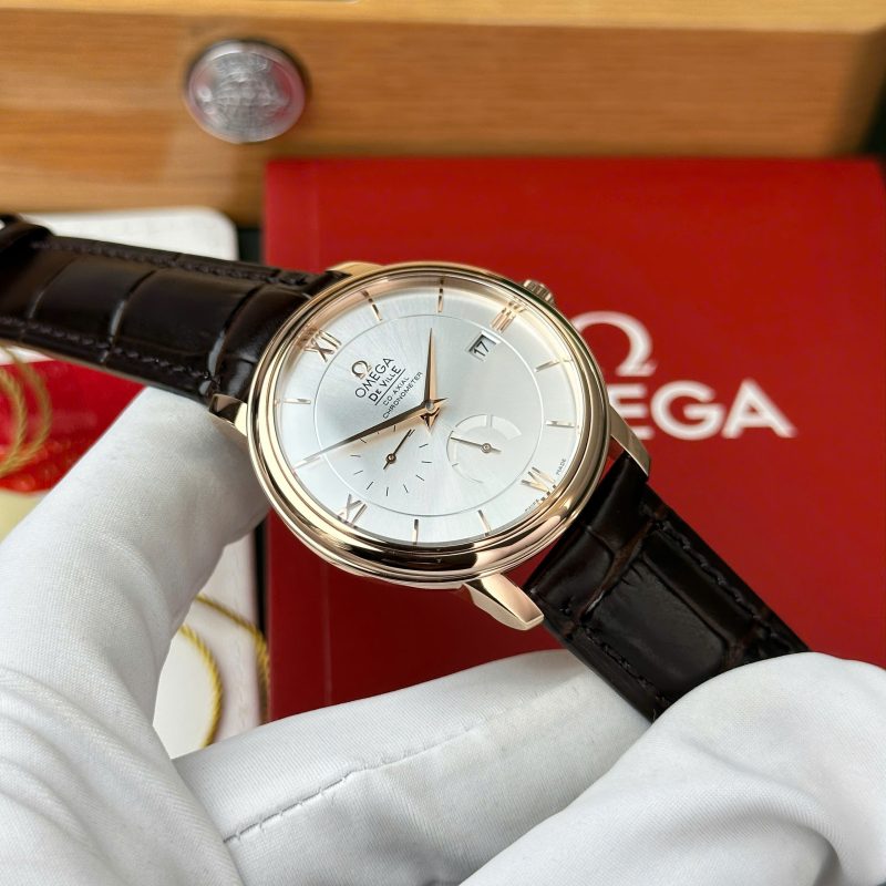 Omega-De-Ville-Prestige-Power-Reserve-Rose-Gold-Silver-Dial-Leather-5-800x800 Omega De Ville Prestige Power Reserve Rose Gold Silver Dial Leather Strap Best Replica 39.5mm - Image 5