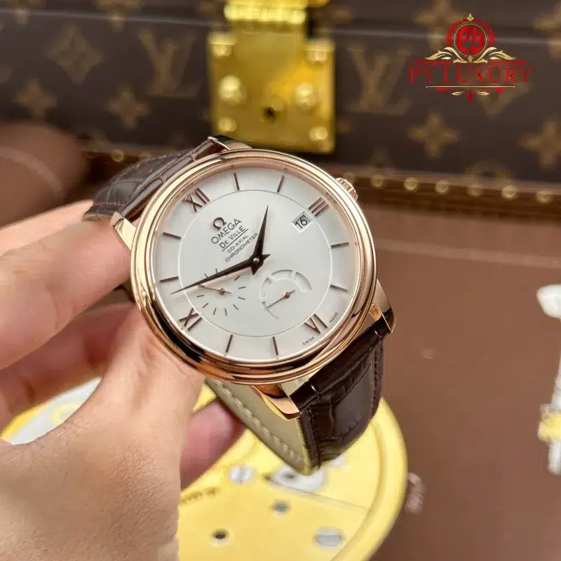 Omega-De-Ville-Prestige-Power-Reserve-Rose-Gold-White-Dial-Leather-Strap-3-800x800 Omega De Ville Prestige Power Reserve Rose Gold White Dial Leather Strap Best Replica 39.5mm - Image 3