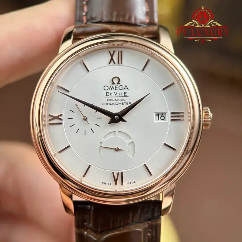 Omega-De-Ville-Prestige-Power-Reserve-Rose-Gold-White-Dial-Leather-Strap-4-800x800 Omega De Ville Prestige Power Reserve Rose Gold White Dial Leather Strap Best Replica 39.5mm - Image 4