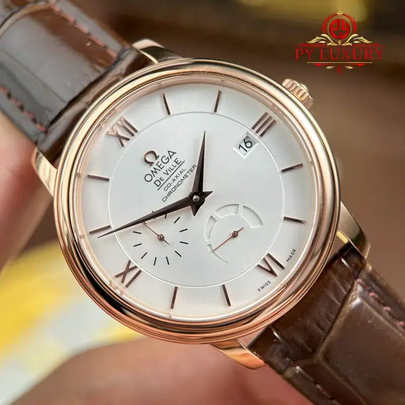 Omega-De-Ville-Prestige-Power-Reserve-Rose-Gold-White-Dial-Leather-Strap-5-800x800 Omega De Ville Prestige Power Reserve Rose Gold White Dial Leather Strap Best Replica 39.5mm - Image 5
