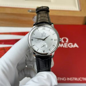Omega De Ville Prestige Power Reserve Silver Dial Black Leather Strap Best Clone 39.5mm