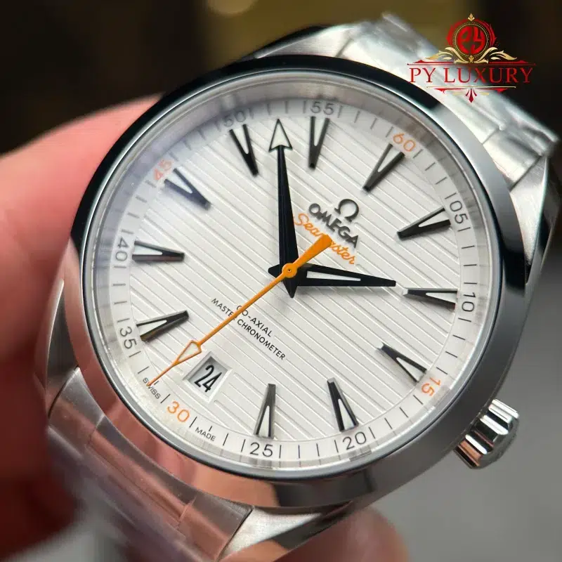 Omega-Seamaster-Aqua-Terra-Co-Axial-Master-Chronometer-White-Dial-Orange-Hand-Best-Replica-VSF-5-800x800 Omega Seamaster Aqua Terra Co-Axial Master Chronometer White Dial Orange Hand Best Replica VSF 41mm - Image 5