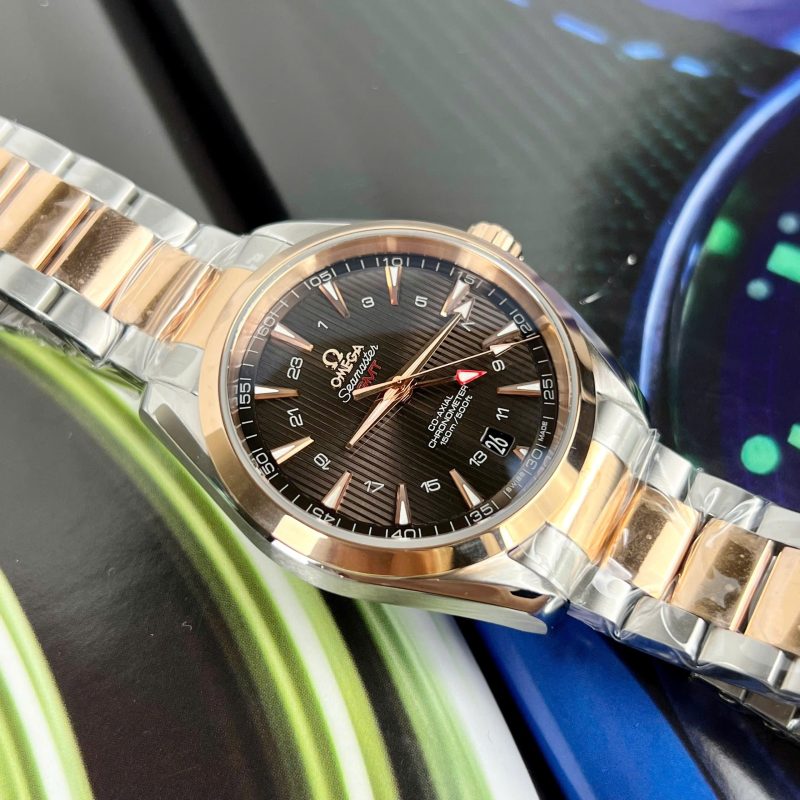 Omega-Seamaster-Aqua-Terra-Two-Tone-Rose-Gold-Brown-Dial-2-800x800 Omega Seamaster Aqua Terra GMT Two Tone Rose Gold Brown Dial Best Replica VSF 43mm - Image 2