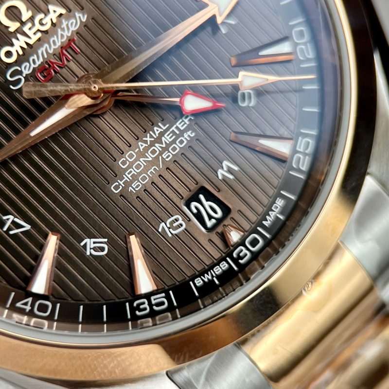 Omega-Seamaster-Aqua-Terra-Two-Tone-Rose-Gold-Brown-Dial-5-800x800 Omega Seamaster Aqua Terra GMT Two Tone Rose Gold Brown Dial Best Replica VSF 43mm - Image 5