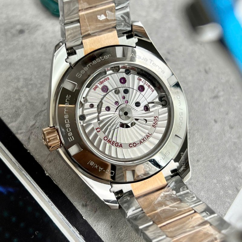 Omega-Seamaster-Aqua-Terra-Two-Tone-Rose-Gold-Brown-Dial-7-800x800 Omega Seamaster Aqua Terra GMT Two Tone Rose Gold Brown Dial Best Replica VSF 43mm - Image 7
