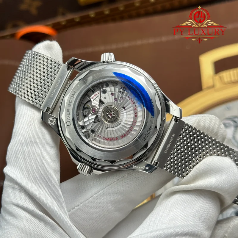 Omega-Seamaster-Diver-300M-21032422001006-Steel-Black-Dial-Orange-Rubber-Strap-10-800x800 Omega Seamaster Diver 300M Black & Orange Dial Steel Mesh & Orange Rubber Strap 1:1 Best Replica VSF 42mm - Image 10