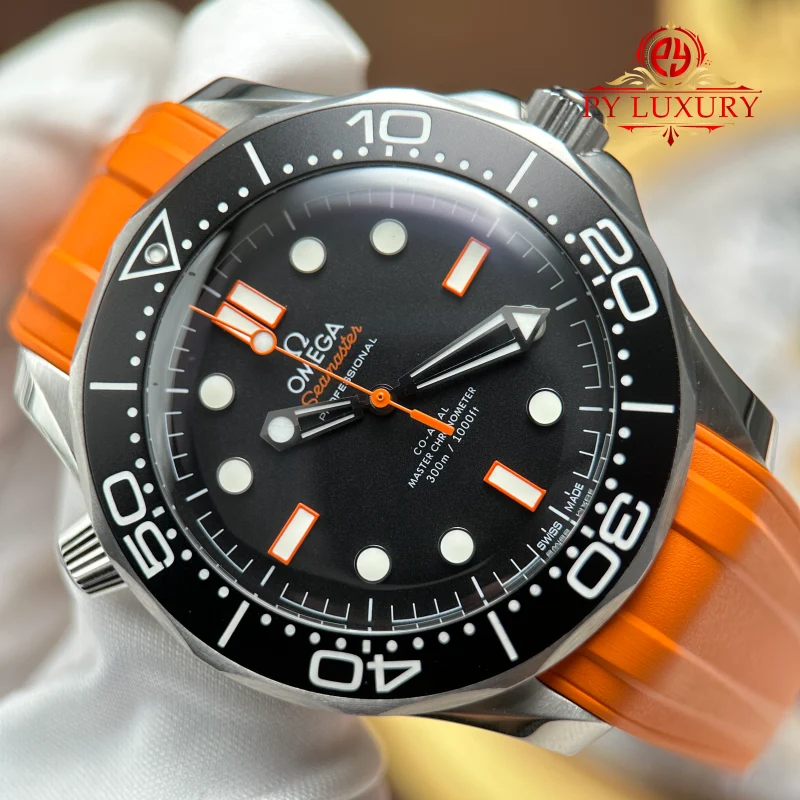 Omega-Seamaster-Diver-300M-21032422001006-Steel-Black-Dial-Orange-Rubber-Strap-4-800x800 Omega Seamaster Diver 300M Black & Orange Dial Steel Mesh & Orange Rubber Strap 1:1 Best Replica VSF 42mm - Image 4