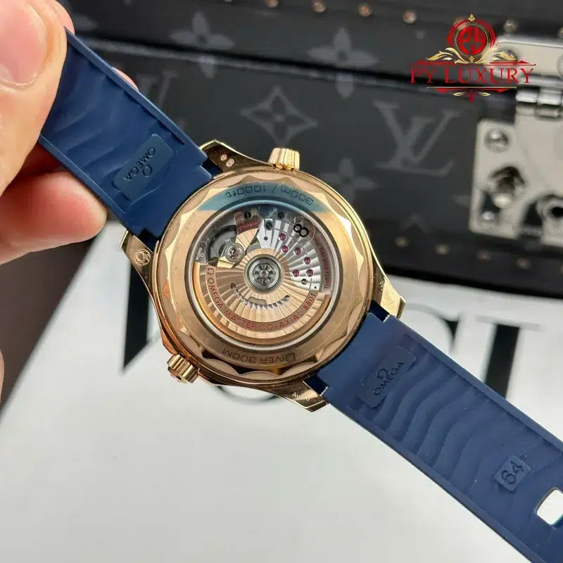Omega-Seamaster-Diver-300M-Blue-Dial-Sedna-Gold-Rubber-Strap-8-800x800 Omega Seamaster Diver 300M Blue Dial Sedna Gold Rubber Strap 1:1 Best Replica VSF 42mm - Image 8