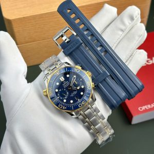 Omega Seamaster Diver 300M Chronograph Two Tone Blue Dial Best Replica N1 Factory 44mm