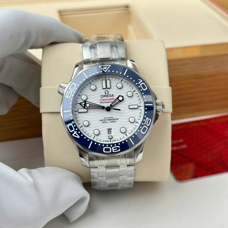Omega-Seamaster-Diver-300M-Tokyo-2020-White-Dial-Blue-Ceramic-Bezel-2-800x800 Omega Seamaster Diver 300M Tokyo 2020 White Dial Blue Ceramic Bezel Super Clone 42mm - Image 2