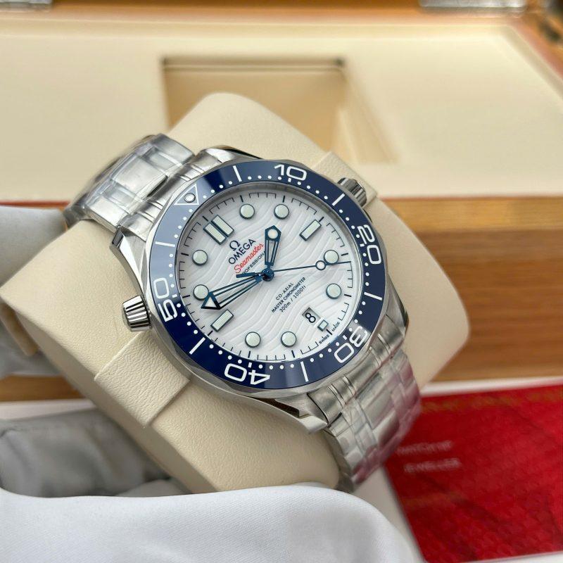 Omega-Seamaster-Diver-300M-Tokyo-2020-White-Dial-Blue-Ceramic-Bezel-3-800x800 Omega Seamaster Diver 300M Tokyo 2020 White Dial Blue Ceramic Bezel Super Clone 42mm - Image 3