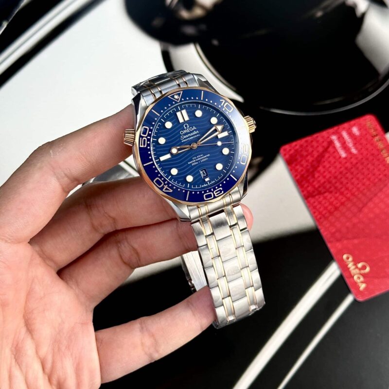 Omega-Seamaster-Diver-300M-Two-Tone-Blue-Dial-3-800x800 Omega Seamaster Diver 300M Two Tone Yellow Gold Blue Dial Best Replica 42mm - Image 3