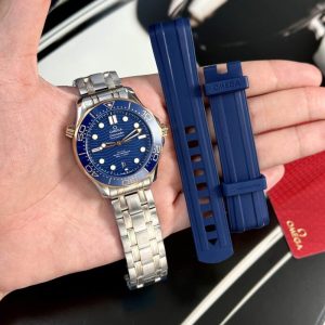 Omega Seamaster Diver 300M Two Tone Yellow Gold Blue Dial Best Replica 42mm