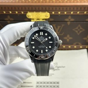 Omega Seamaster Diver 300M Black Ceramic Black Dial Rubber Strap Best Replica VSF 43.5mm