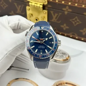 Omega Seamaster Planet Ocean GMT 600M 232.32.44.22.03.001 Blue Dial Rubber Strap 1:1 Best Replica 43.5mm