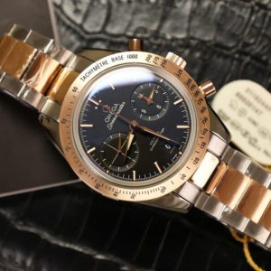 Omega Speedmaster 1957 Chronograph Two Tone Rose Gold Black Dial Replica 41.5mm