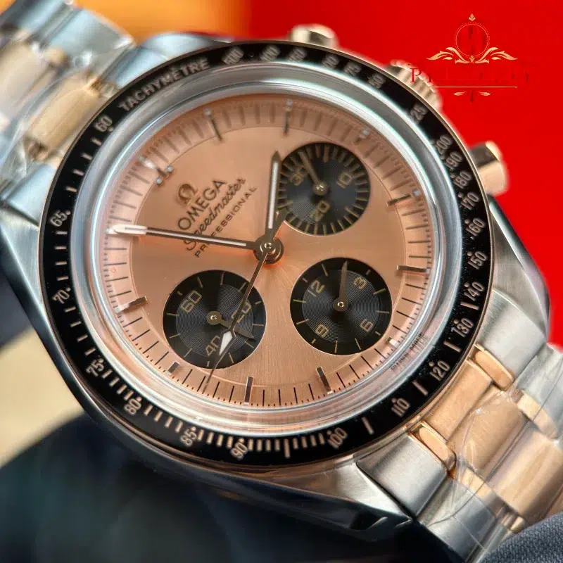 Omega-Speedmaster-Moonwatch-Chronograph-Two-Tone-Rose-Gold-Pink-Dial-Swiss-Replica-5-800x800 Omega Speedmaster Moonwatch Chronograph Two Tone Rose Gold Pink Dial Swiss Replica 42mm - Image 5